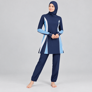 Ensemble Burkini Modeste 3 Pièces pour Femme, Motif Uni, Couverture Complète, Service OEM, Vente en Gros - Product Image 1