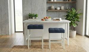 Juego de 2 Taburetes de Bar y Barra de Cocina de Cuero PU, Juego de Taburetes Tapizados en Cuero PU con Madera Maciza, Altura de Barra y Cocina - Product Image 2