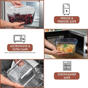 Conteneur de stockage alimentaire en verre sans BPA de grande taille (17 tasses/132 oz/3900 ml) avec couvercles étanches pour la préparation des repas - Product Image 4