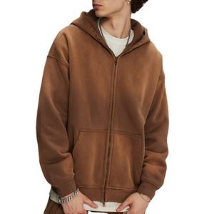 Hoodies unisexe épaissi Spray teint vieux Double tête mode hommes sweats à capuche lavage à l'acide lourd Zip Hoodie 2026 - Product Image 4