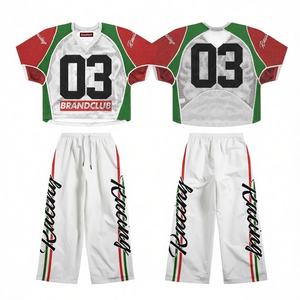 Maillot de football américain vintage unisexe surdimensionné personnalisé, style streetwear, en jersey et maille, deux pièces - Product Image 4