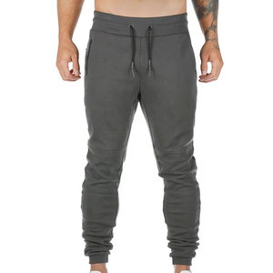 Men's Black Sweatpants Elastic Waist Drawstring Casual <b>Joggers</b> With Custom Logo Right Leg Polyester Cotton Blend Sweatpants - Product Image 3