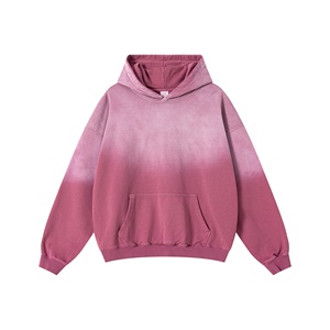 Sweat à capuche personnalisé pour homme, effet délavé soleil, en coton bouclette épais, style streetwear, lavage vintage, sweats à capuche de marque personnalisée pour créateurs - Product Image 2