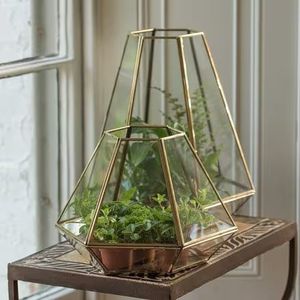 Juego de 2 terrarios personalizados de metal y vidrio, macetero moderno de vidrio para plantas de interior, suculentas, plantas aéreas y terrarios DIY - Product Image 1