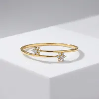 Gelang Bangle Kristal Bunga Salju Berlapis Emas dengan Zirkonia Kubik Trendy untuk Wanita, Perhiasan Fashion India Romantis