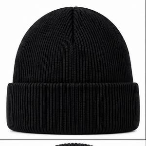 Gorro de Punto Negro Unisex, Poliéster/Algodón, Tejido a Mano, Color Sólido, Casual, Cálido para Invierno, para Adultos, Pesca, Playa - Product Image 4
