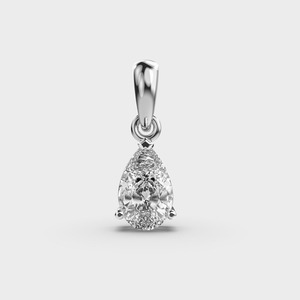 IGI Certified Lab Grown Pear Shape Diamond Solitaire Pendant in <b>Solid</b> 925 Sterling <b>Silver</b> Teardrop Pendant for Women - Product Image 1