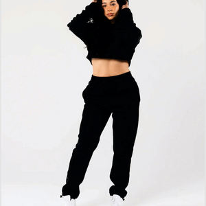 Sudadera con Capucha Personalizada con Logotipo para Mujer, Sudadera Deportiva, Sudadera Corta Informal para Mujer, Conjunto de Sudadera Corta Informal para Mujer - Product Image 1