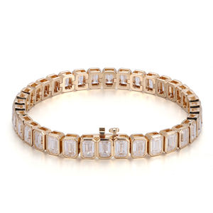 RAMDUT IMPEX Moissanite Emerald-Cut Tennis Bracelet Silver Plated Trendy Unisex Engagement & Wedding <b>Gift</b> GRA Certified - Product Image 2
