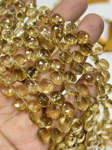 Cuentas facetadas de cuarzo natural AAA en forma de corazón, tamaño 6-7 mm aprox. Cadena de 8 Pulgadas - Product Image 6