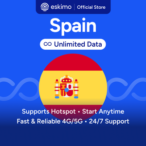 Eskimo Espagne Illimité 20 Jours eSIM Données de Voyage Haute Vitesse 5G/4G Pas de carte SIM physique requise Support Humain 24/7 S-SPU-20D - Product Image 1