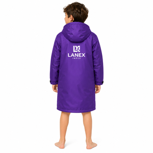 Custom Kids Waterproof Swim Parka Jacket with Hood | Windproof Fleece Lined Long Changing <b>Robe</b> <b>Coat</b> for Swimming Surfing & Beach - Product Image 4