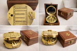 Boussole Ronde Instrument de Navigation Nautique en Laiton Plaqué Or Poli Décoration de Bureau Feng Shui Cadeau pour la Maison et les Voyages - Product Image 3