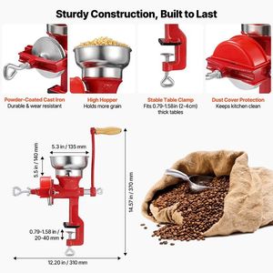 Moulin à café manuel à trémie basse pour céréales, épices, grains de café et noix - Product Image 3