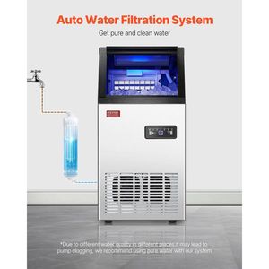 เครื่องทำน้ำแข็งแบบตั้งพื้นสำหรับครัวเชิงพาณิชย์ ผลิตน้ำแข็งได้ 100 ปอนด์/24 ชั่วโมง ผลิตน้ำแข็งได้ 36 ก้อนใน 15 นาที ความจุขนาดใหญ่ 28 ปอนด์ - Product Image 5