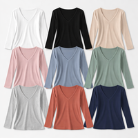 T-shirts personnalisés en gros à manches longues et col en V pour hommes - 100 % coton, coupe classique, séchage rapide et respirant, service OEM/ODM