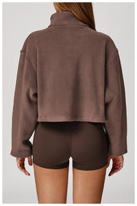 เสื้อฮู้ดดี้แบบมีซิปสำหรับผู้หญิง รุ่นคอตั้ง อุ่นสบาย เหมาะสำหรับวิ่งออกกำลังกายกลางแจ้ง สวมใส่ได้ในฤดูหนาว  สามารถปรับแต่งได้ - Product Image 3