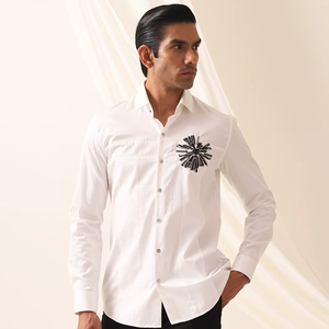 Men's <b>Boho</b> Casual <b>Shirts</b> 100% Cotton Breathable Quick Dry Embroidered Knitted Button Collar Solid Pattern Full Sleeve Summer - Product Image 1