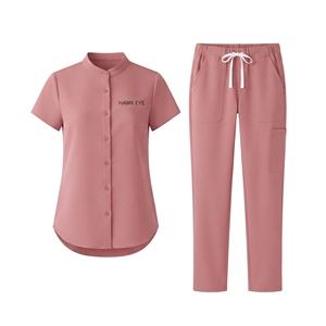 Ensemble de blouses et pantalons pour femmes Hawk Eye, rose, manches courtes, uniformes d'hôpital avec poches, tissu polyester tissé - Product Image 4