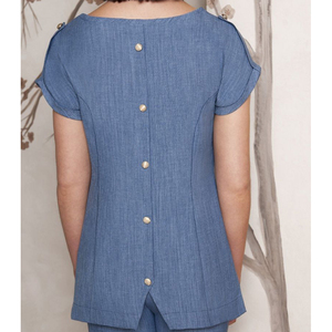 Uniforme de Peluquería Cómodo para Mujer, de Poliéster y Algodón, Túnica Elegante para Salón de Belleza, Camisa con Logotipo Personalizado para Recepcionista o Vendedora - Product Image 5