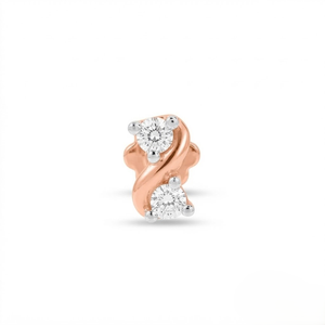 Piercing de nez en or rose 14 carats avec diamant, design minimaliste, sertissage griffe, taille brillant rond, pour femme, usage quotidien - Product Image 1