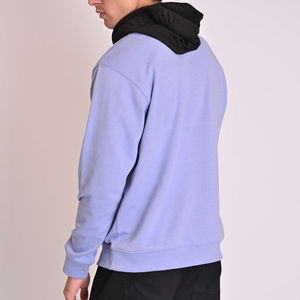 เสื้อสเวตเชิ้ตมีฮู้ดสีฟ้าอ่อนสำหรับผู้ชาย ทรงปกติ ผ้าฝ้ายฟลีซ สวมใส่สบาย สีพื้น มีกระเป๋า เหมาะสำหรับฤดูใบไม้ร่วง - Product Image 2