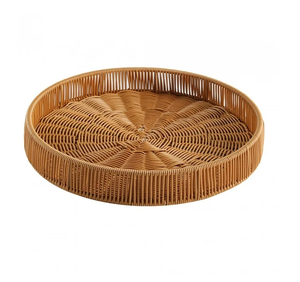 Trendy Rattan Handwoven Serving Storage <b>Tray</b> For Coffee Snacks <b>Breakfast</b> Customized Cane Serving <b>Tray</b> For Kitchenware Tableware - Product Image 4