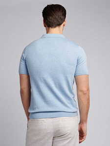 Polo homme en coton bleu clair uni à manches courtes, style décontracté, tissu respirant, coupe classique - Product Image 2