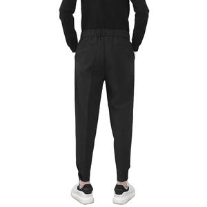 Blazer décontracté de style coréen pour hommes, pantalon à taille élastique, slim, design fuselé, plis, pantalon Streetwear en coton pour petits pieds - Product Image 5