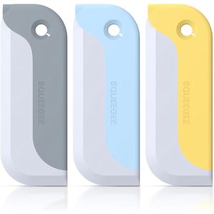 Set di 3 Piccoli Raschietti per Vetri Doccia e Finestrini Auto, Casa e Cucina, in Grigio, Giallo e Blu - Product Image 1