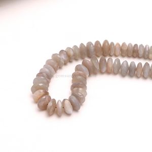 Perles Rondelles Facettées en Pierre de Lune Grise Naturelle, Coupe Allemande, 8MM 9MM, Prix de Gros, Perles Rondelles Facettées en Pierre de Lune Grise en Vrac, 16 Pouces - Product Image 2