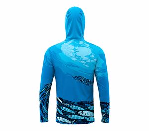 Sudadera de Pesca para Hombre con Protección Solar UPF 50, Manga Larga, Estampado por Sublimación, Anti-UV, Diseño de Peces Azules, Ropa para Exteriores - Product Image 3