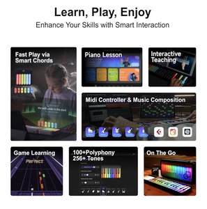 Smart Full <b>Keyboard</b> with Colored Light-Up Keys, Speaker, Smart Interactive Sing-Along with Chords - Product Image 4