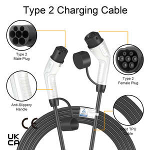 Nuevo Cable de Extensión Flexible para Vehículos Eléctricos de 5 Metros, Tipo 2, con Clasificación IP67, 22KW, Alta Calidad, Revestimiento de TPU Resistente, para Uso en Exteriores - Product Image 2