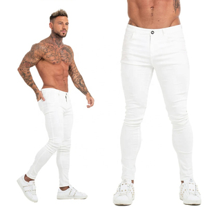 Jean personnalisé avec poche latérale zippée, jean homme, nouvelle mode 2020, coupe slim, design uni, jean skinny déchiré - Product Image 1