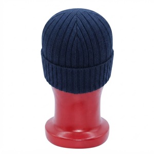 MEYBA SPORTS <b>Navy</b> Blue Solid Color Hand-Knitted Beanie <b>Hat</b> Adults Unisex Winter Warm Cuffed Skull Cap Casual 100% Acrylic - Product Image 5