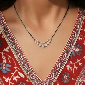 Nouvel Arrivage Collier de Mariée Mangalsutra à Sept Diamants en Grappe, Or 10/14/18 carats, Diamants de Laboratoire Taille Brillant pour Femme, IGI - Product Image 5