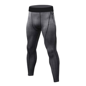 Conjunto de Compresión Gris para Hombre, Camiseta de Manga Larga con Cuello Redondo y Pantalones, Ropa Deportiva Transpirable de Secado Rápido que Absorbe el Sudor - Product Image 2