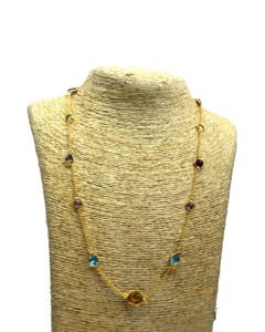 Collier station plaqué or multi-pierres précieuses Aurora - Product Image 4