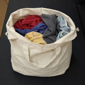 Sac de rangement pour linge en toile, grande capacité, avec cordon de serrage et poignée, pour plusieurs vêtements - Product Image 1