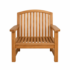 Chaise de jardin en teck massif avec dossier à lattes verticales, accoudoirs larges, design contemporain, durable, écologique, imperméable, pour parc - Product Image 1
