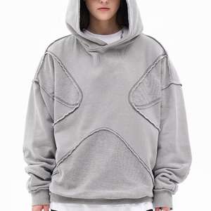 Sweat à capuche en molleton 100% coton pour femme, style vintage, personnalisé OEM, délavé à l'acide, tricoté, design patchwork, haute qualité, pour l'hiver - Product Image 1