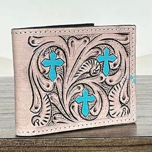 2026 Wholesale New Arrival Hand Tooled Genuine Leather RFID <b>Wallet</b> for Men's Cardholder with ID Window Credit <b>Card</b> <b>Holder</b> Gift - Product Image 4