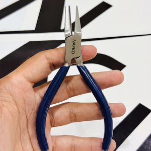 Professional Jewelry Flat Nose Pliers 130mm Stainless Steel PVC Grip Half Round Jaw Beading Craft Wire Forming Repair Tool OEM - Product Image 1