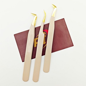 Luxury Gold Tip Eyelash Extension Tweezers <b>Kit</b> 3 Piece Precision <b>Lash</b> Isolation 90 45 65 Degree Volume Tweezers Custom Logo - Product Image 6