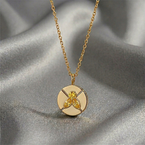 Wholesale Light Green Gemstone Pendant Necklace 18K Gold Plated Round Faceted Crystal Charm Handmade Jewelry Women Bulk Supply - Product Image 5