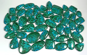 Chrysocolle et Malachite Naturelles de Qualité Supérieure, Formes Mixtes, Coupe Cabochon 20-35mm, Bleu-Vert, pour Fabrication de Colliers et Bijoux en Argent, Vente en Gros - Product Image 3