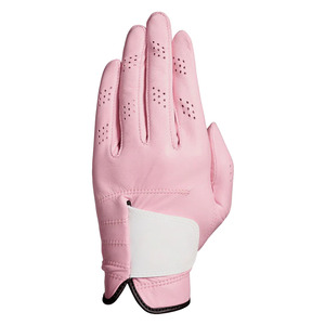 Guante de Golf de Cuero Genuino Rosa Bebé para Mano Derecha, Transpirable, Perforado, de Dedo Completo, con Cierre de Tirar, para Deportes Femeninos - Product Image 1