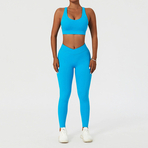 Women's Eco-Friendly Solid Purple 2-Piece Yoga <b>Set</b> <b>Square</b> Neck Sleeveless Crop Top High Waist Leggings Seamless Cut-Out Design - Product Image 5
