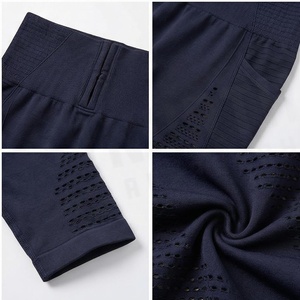 Leggings de yoga taille haute pleine longueur avec design ajouré en maille, respirants, en Spandex et Polyester, sans couture, pour femme - Product Image 4